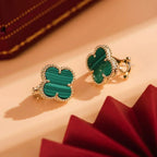 [MIRA]CLOVER MEDIUM 1 MOTIFS MALACHITE  EARRINGS