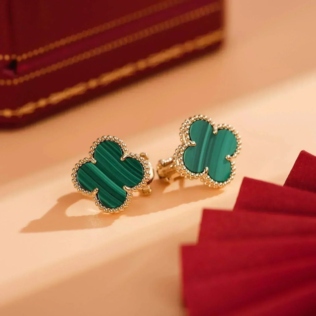 [MIRA]CLOVER MEDIUM 1 MOTIFS MALACHITE  EARRINGS
