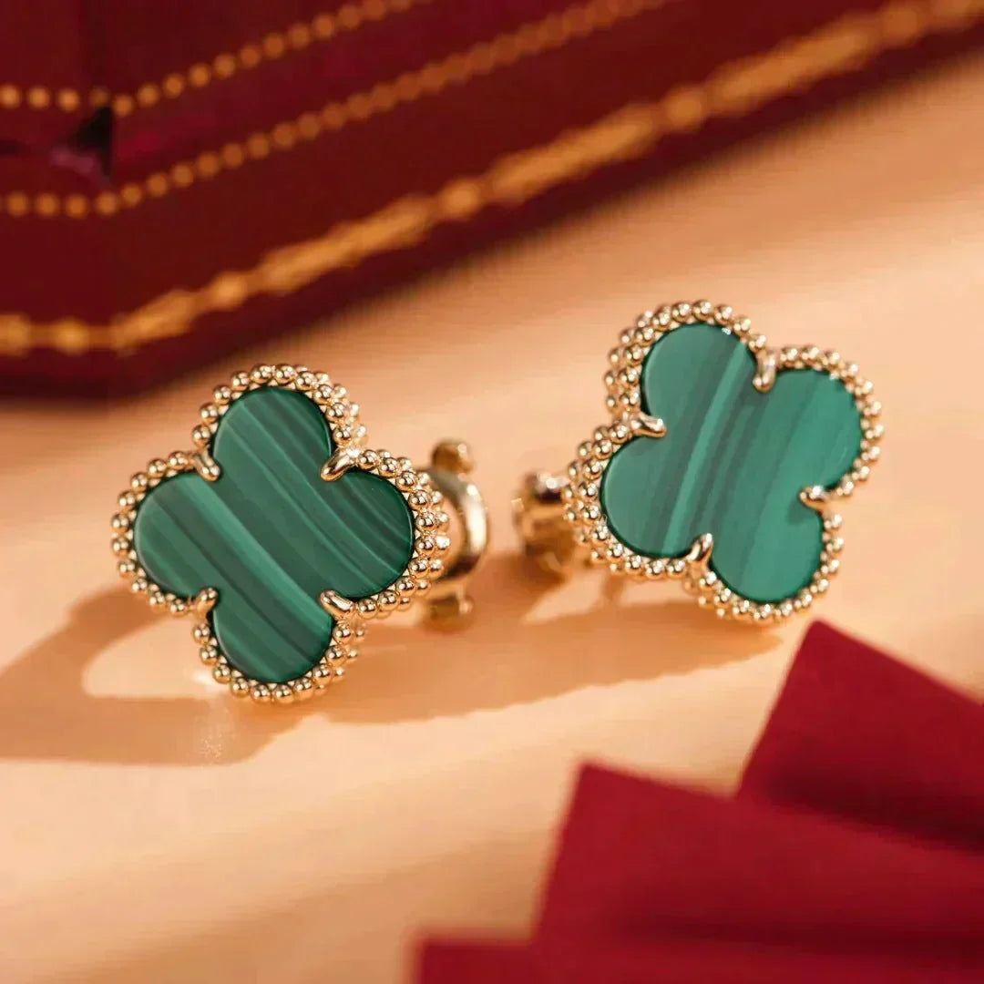 [MIRA]CLOVER MEDIUM 1 MOTIFS MALACHITE  EARRINGS