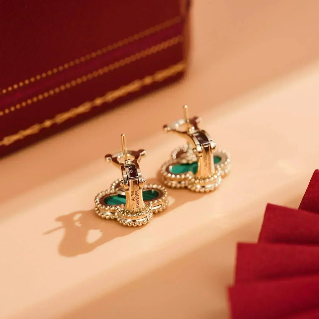 [MIRA]CLOVER MEDIUM 1 MOTIFS MALACHITE  EARRINGS