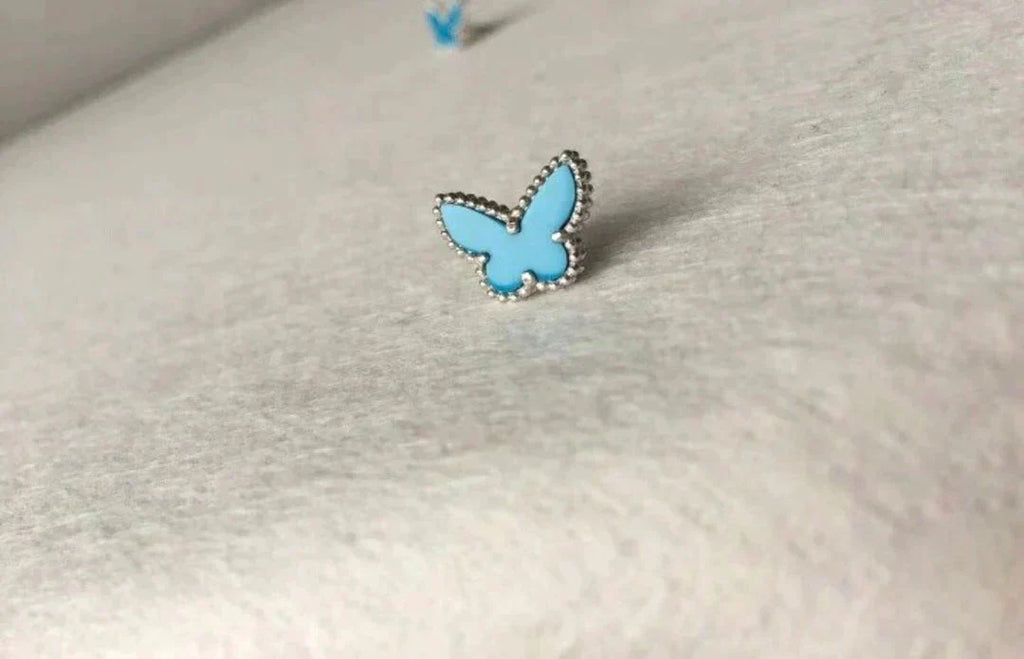 [MIRA]BUTTERFLY TURQUOISE EARRINGS SILVER