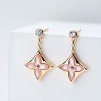 [MIRA]DOUBLE STAR PINK GOLD MOP DROP EARRINGS