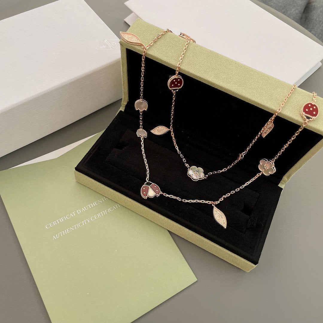 [MIRA]LUCKY SPRING 15 MOTIFS ROSE GOLD NECKLACE