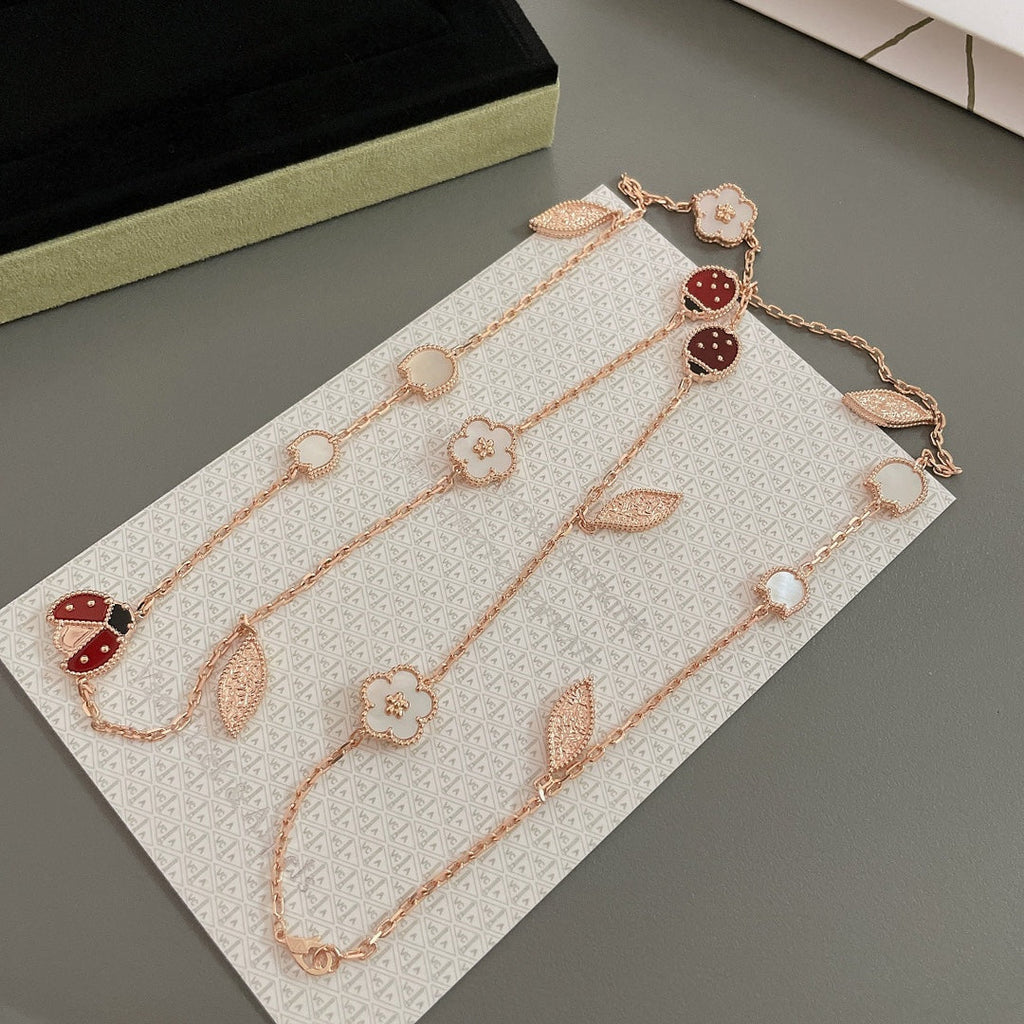 [MIRA]LUCKY SPRING 15 MOTIFS ROSE GOLD NECKLACE