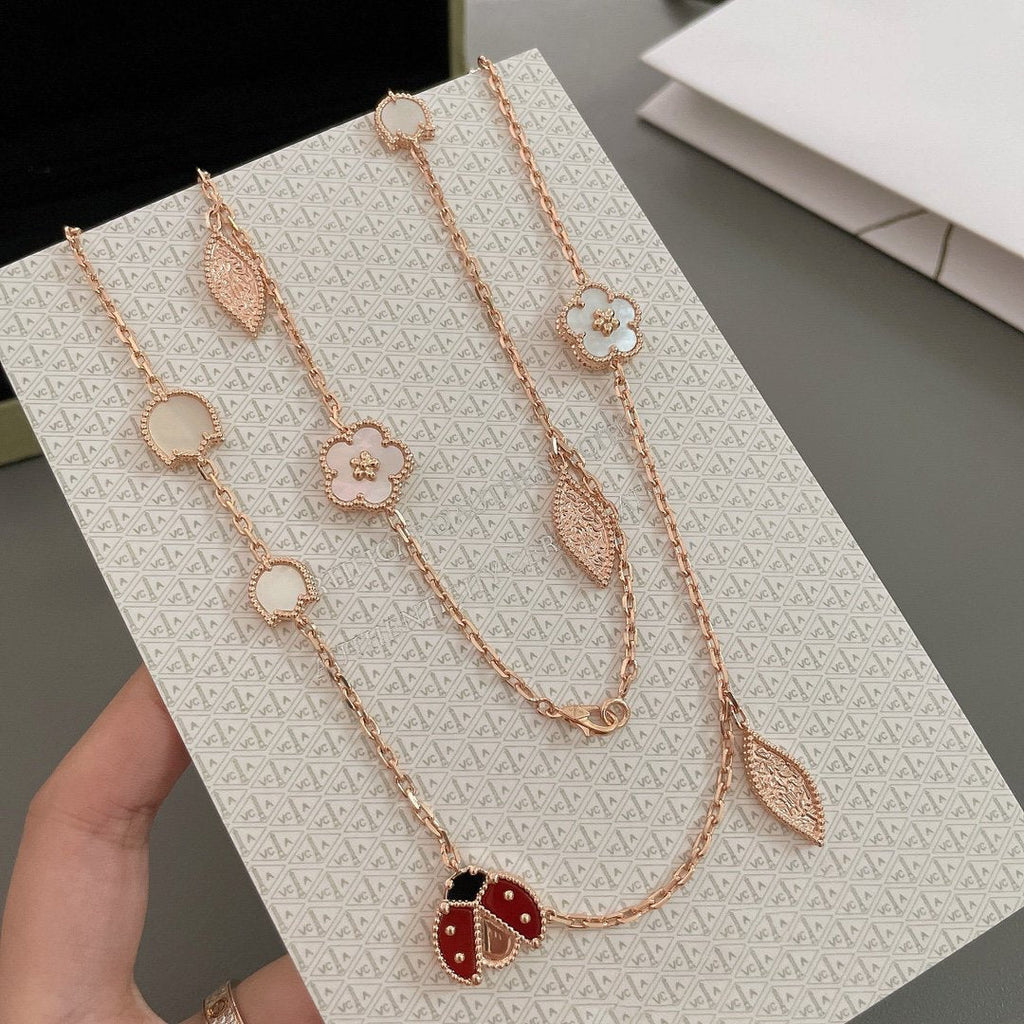[MIRA]LUCKY SPRING 15 MOTIFS ROSE GOLD NECKLACE
