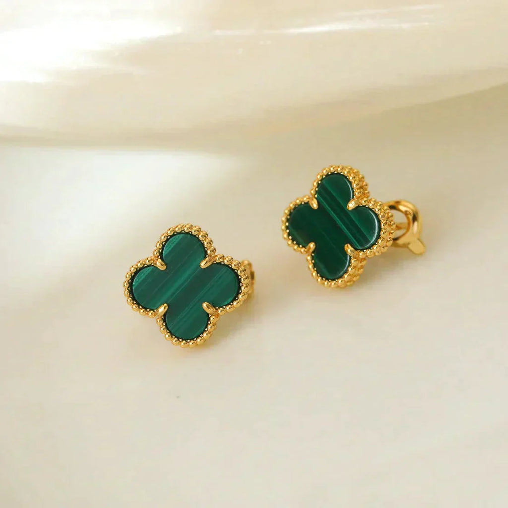 [MIRA]CLOVER MEDIUM 1 MOTIFS MALACHITE  EARRINGS