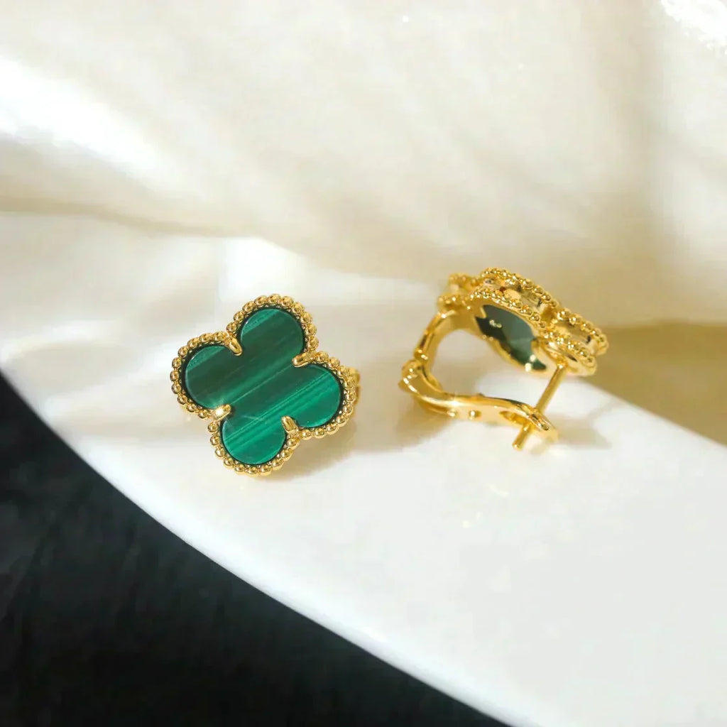 [MIRA]CLOVER MEDIUM 1 MOTIFS MALACHITE  EARRINGS
