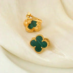 [MIRA]CLOVER MEDIUM 1 MOTIFS MALACHITE  EARRINGS