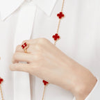 [MIRA]CLOVER CARNELIAN RING ROSE GOLD DIAMOND