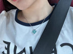 [MIRA]CLOVER 1 DIAMOND LIGHT BLUE SILVER NECKLACE