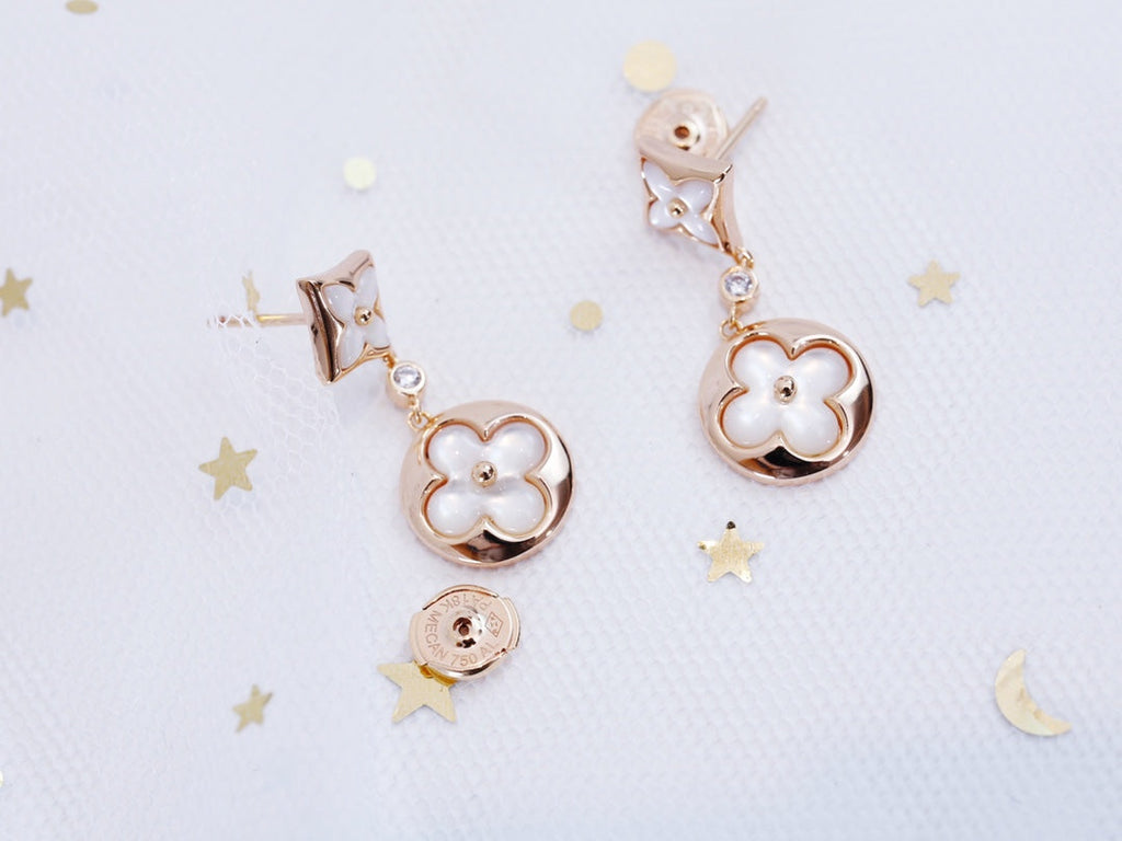 [MIRA]STAR AND SUN PINK GOLD MOP DROP EARRINGS