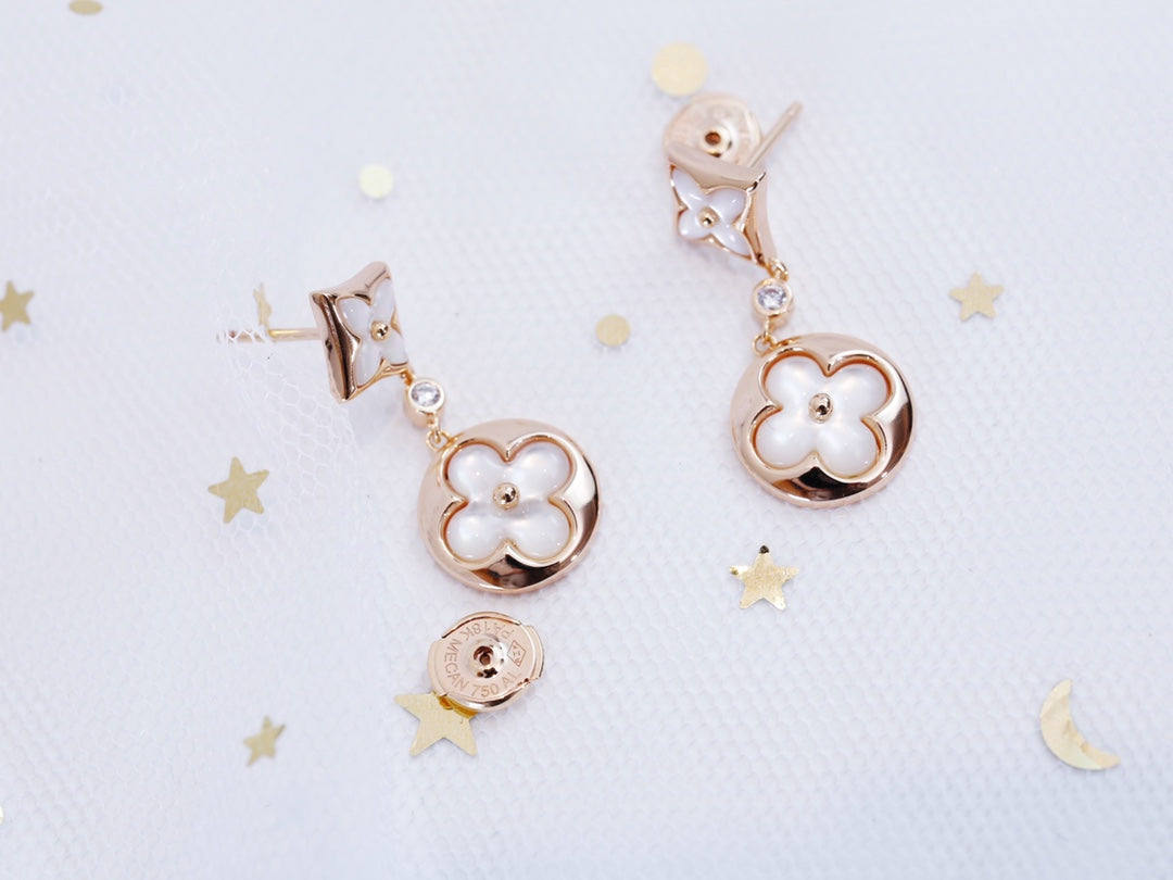 [MIRA]STAR AND SUN PINK GOLD MOP DROP EARRINGS