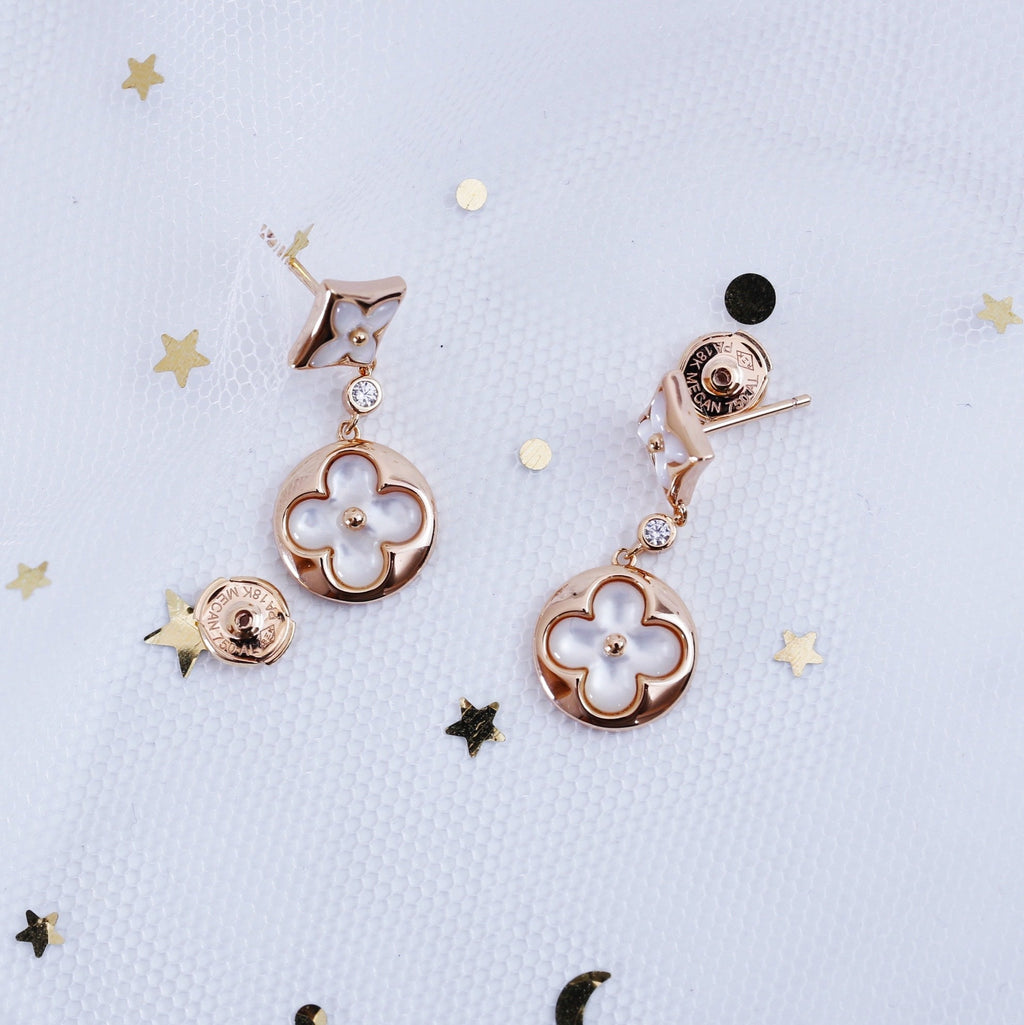 [MIRA]STAR AND SUN PINK GOLD MOP DROP EARRINGS