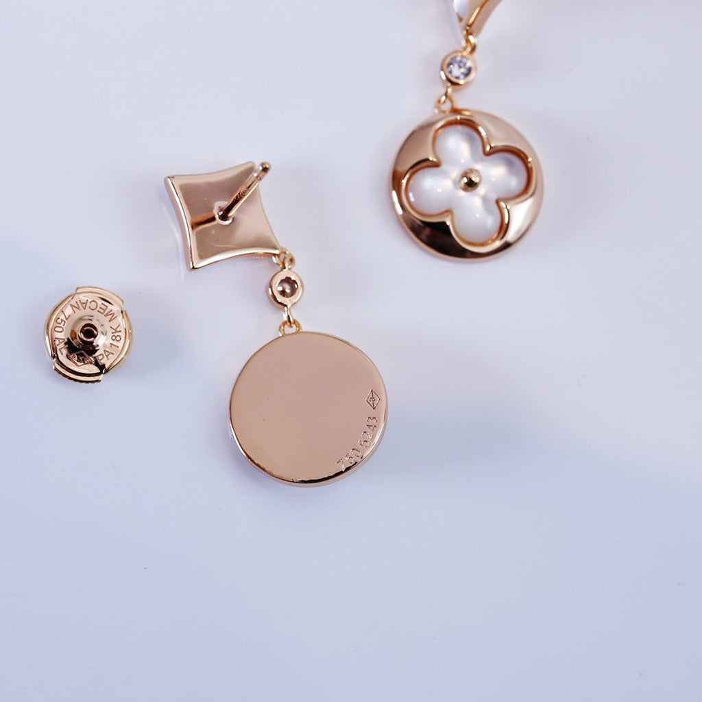 [MIRA]STAR AND SUN PINK GOLD MOP DROP EARRINGS