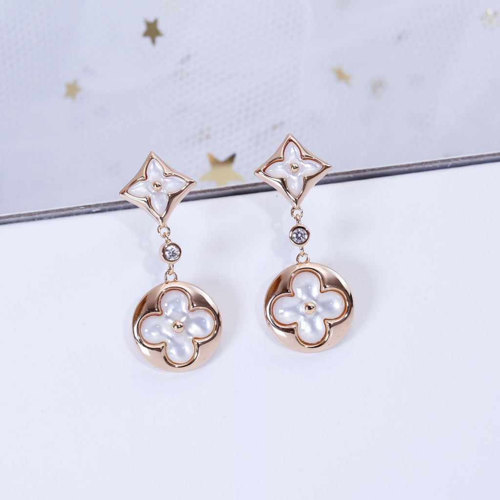 [MIRA]STAR AND SUN PINK GOLD MOP DROP EARRINGS