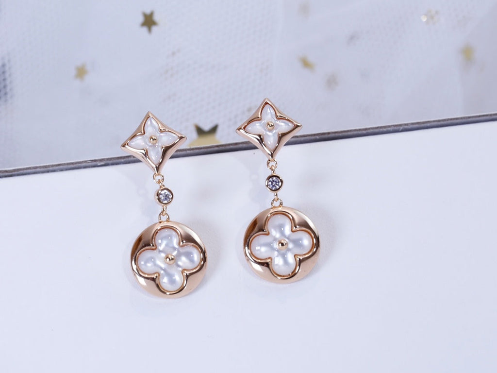 [MIRA]STAR AND SUN PINK GOLD MOP DROP EARRINGS