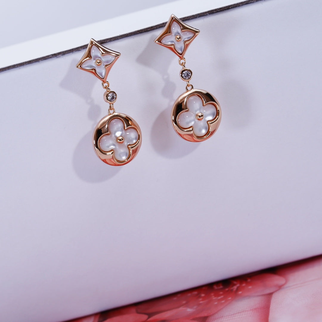 [MIRA]STAR AND SUN PINK GOLD MOP DROP EARRINGS