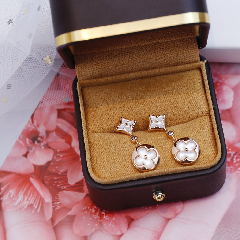[MIRA]STAR AND SUN PINK GOLD MOP DROP EARRINGS
