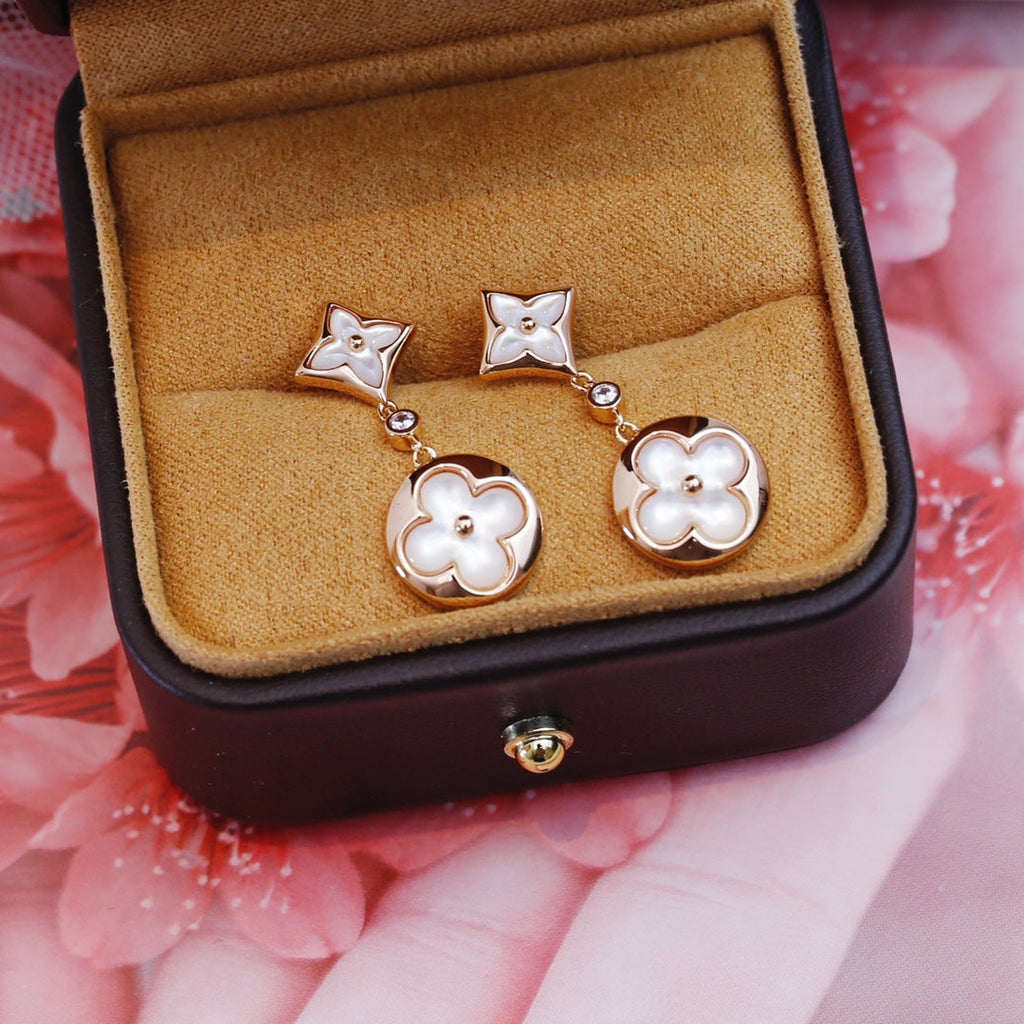 [MIRA]STAR AND SUN PINK GOLD MOP DROP EARRINGS