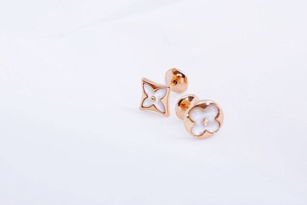 [MIRA]STAR AND SUN PINK GOLD MOP STUD EARRINGS