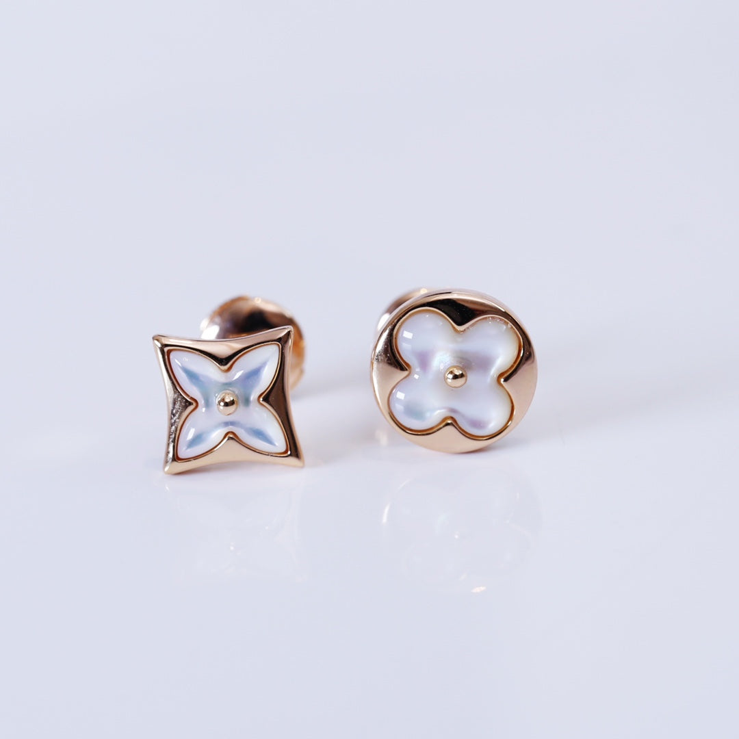 [MIRA]STAR AND SUN PINK GOLD MOP STUD EARRINGS