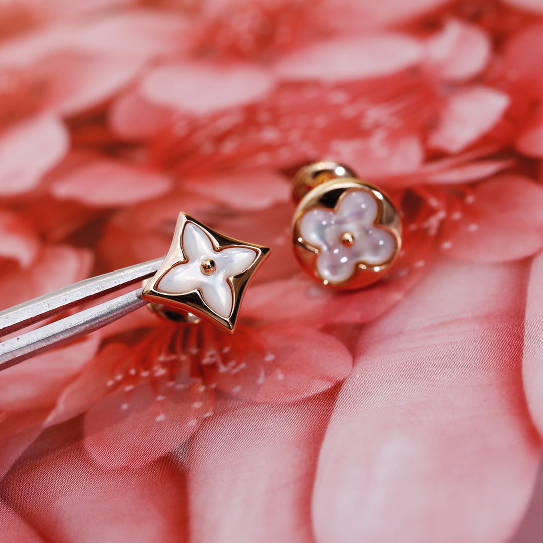 [MIRA]STAR AND SUN PINK GOLD MOP STUD EARRINGS