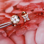 [MIRA]STAR AND SUN PINK GOLD MOP STUD EARRINGS