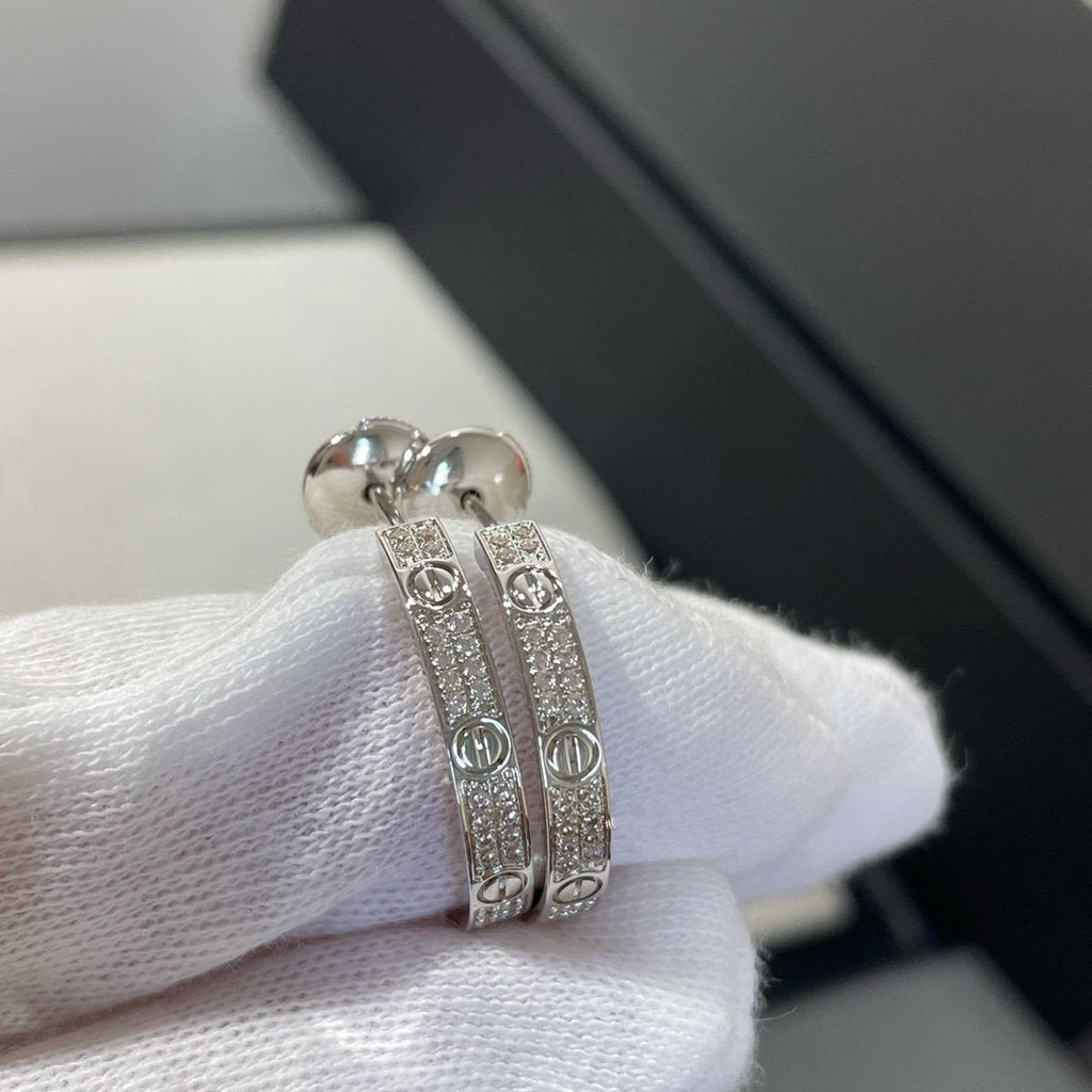 [MIRA]LOVE DIAMOND SILVER HOOP EARRINGS