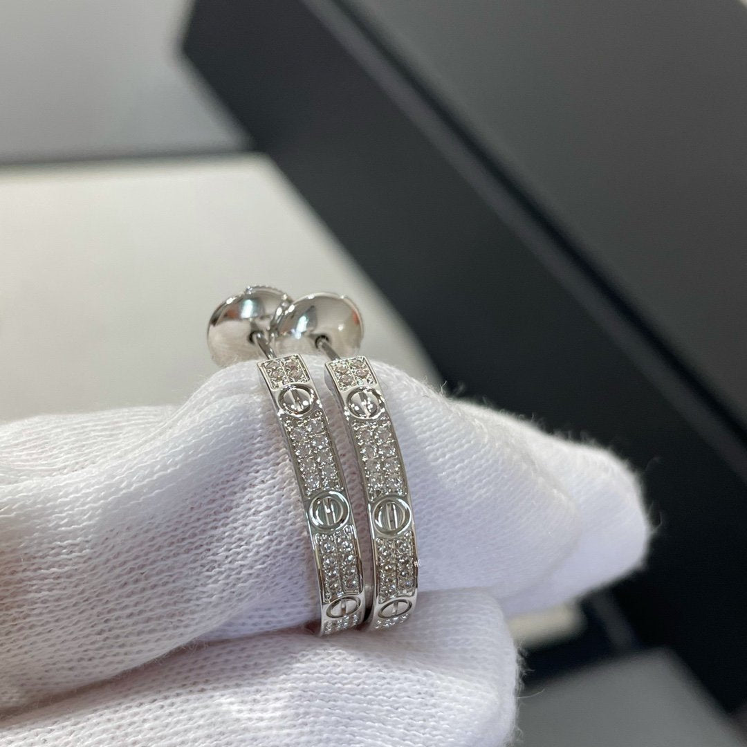 [MIRA]LOVE DIAMOND SILVER HOOP EARRINGS