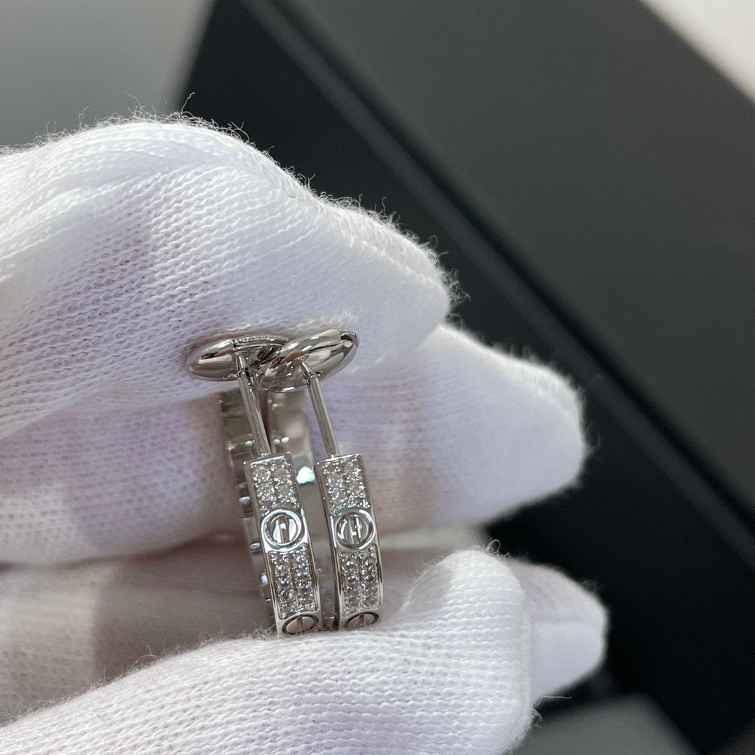 [MIRA]LOVE DIAMOND SILVER HOOP EARRINGS