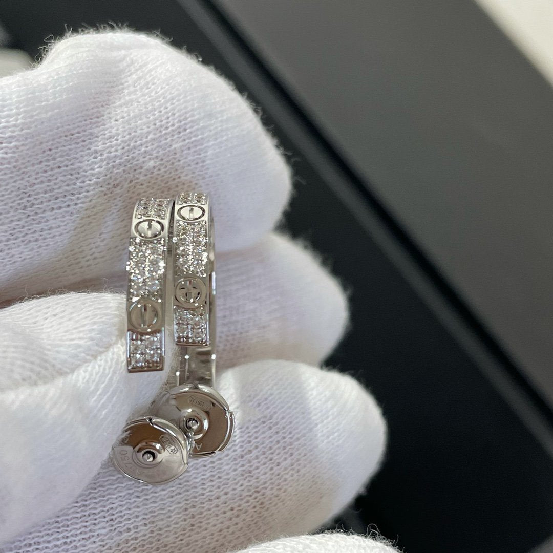 [MIRA]LOVE DIAMOND SILVER HOOP EARRINGS