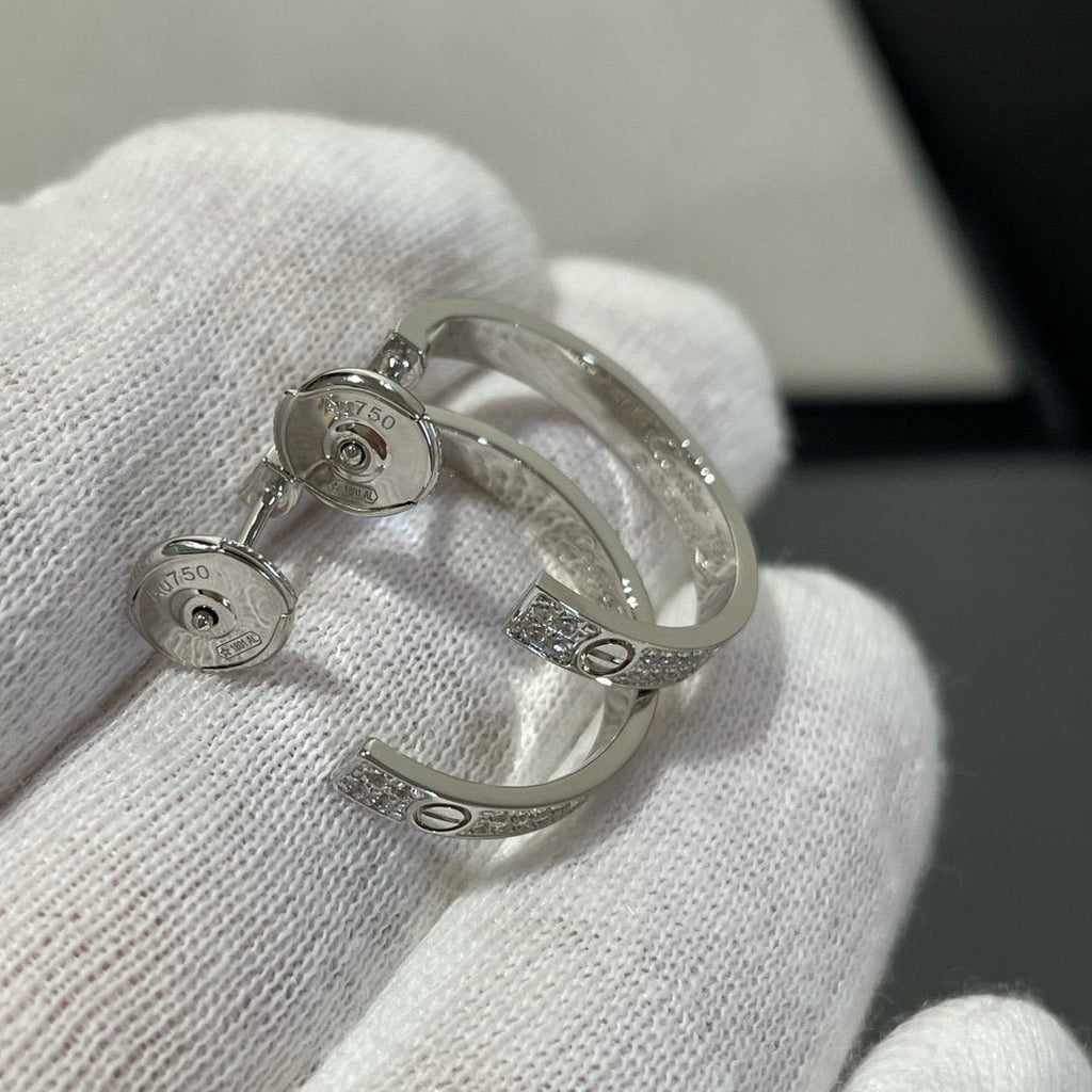 [MIRA]LOVE DIAMOND SILVER HOOP EARRINGS