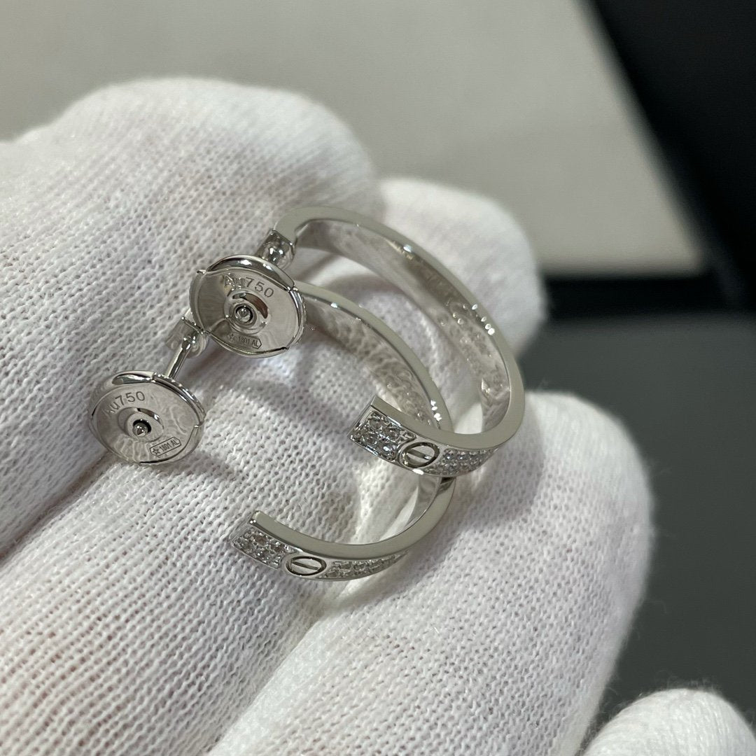 [MIRA]LOVE DIAMOND SILVER HOOP EARRINGS
