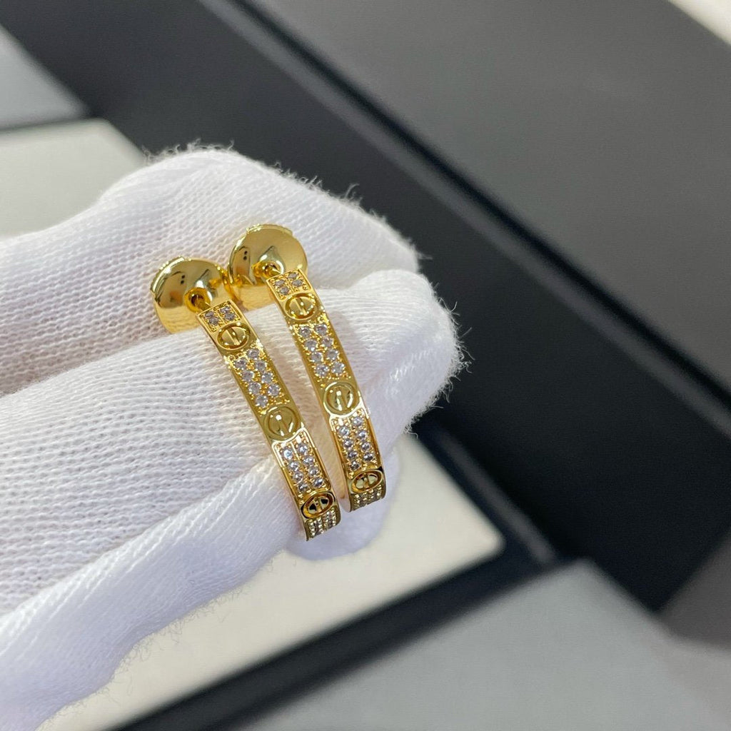 [MIRA]LOVE DIAMOND GOLD HOOP EARRINGS