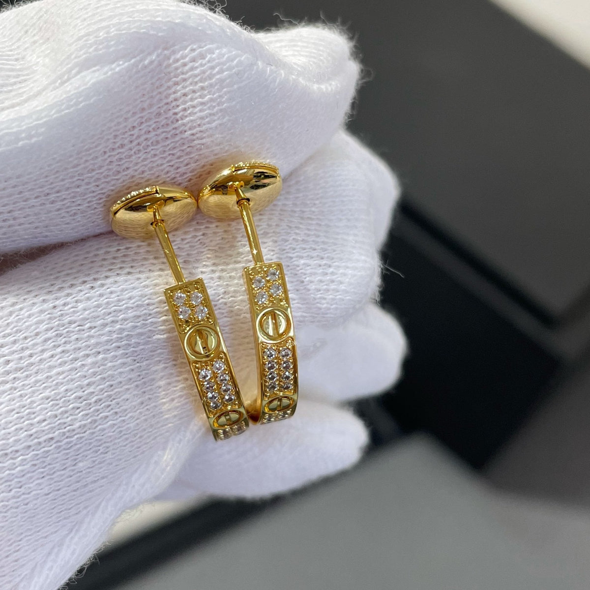 [MIRA]LOVE DIAMOND GOLD HOOP EARRINGS