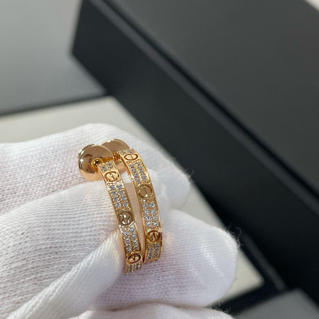 [MIRA]LOVE DIAMOND PINK GOLD HOOP EARRINGS