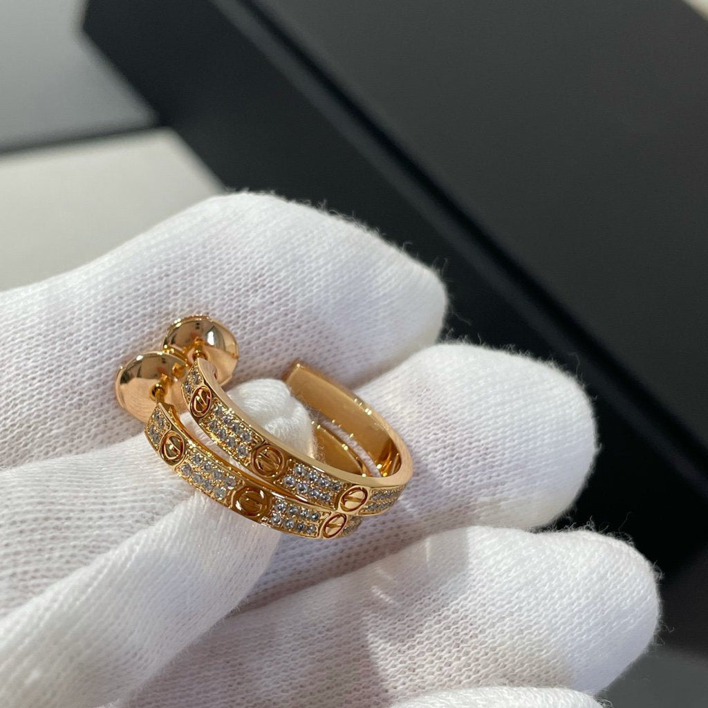 [MIRA]LOVE DIAMOND PINK GOLD HOOP EARRINGS