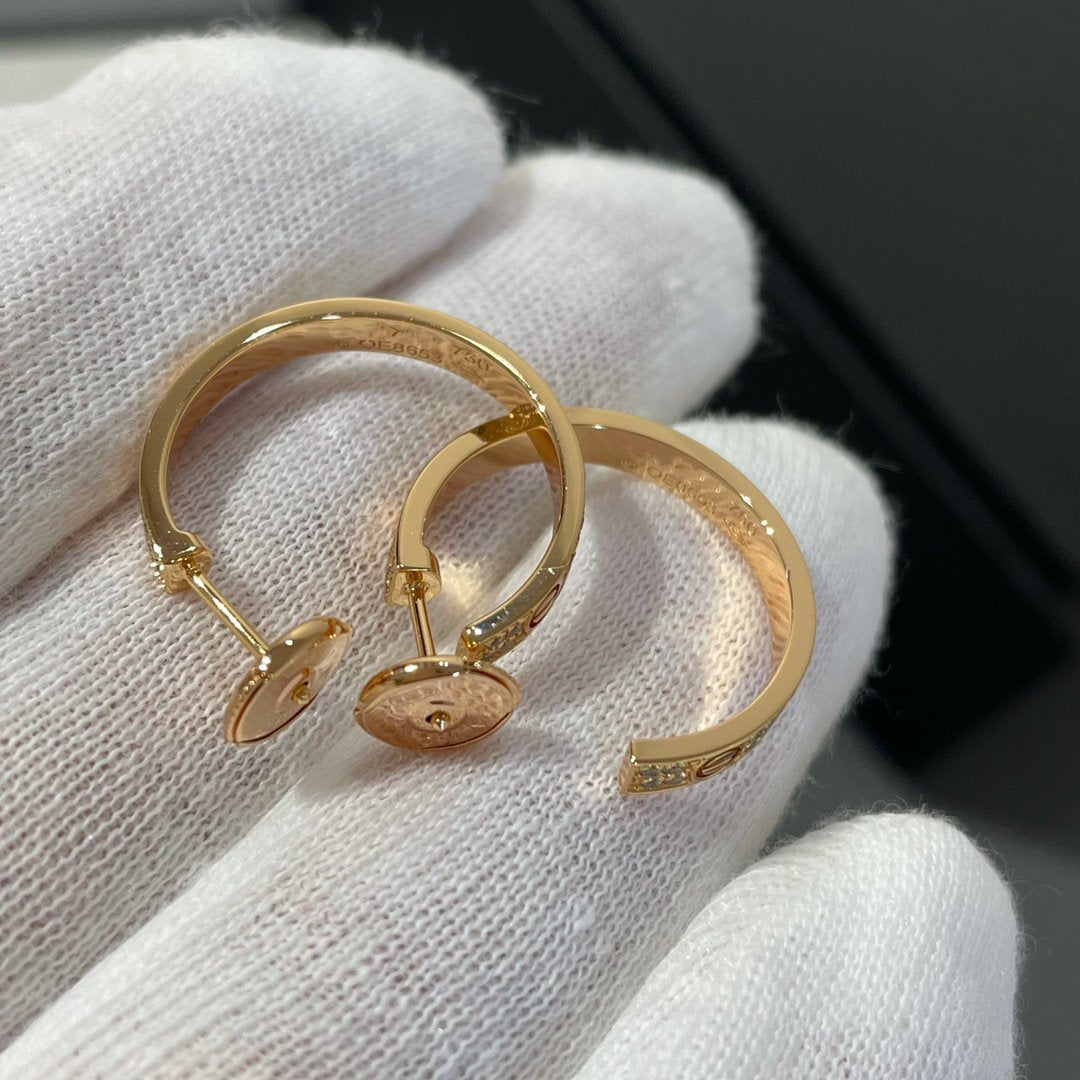 [MIRA]LOVE DIAMOND PINK GOLD HOOP EARRINGS