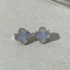 [MIRA]CLOVER CHALCEDONY SILVER STUD EARRINGS