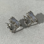 [MIRA]CLOVER CHALCEDONY SILVER STUD EARRINGS