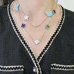 [MIRA]LUCKY CLOVER SILVER 11 MOTIF NECKLACE