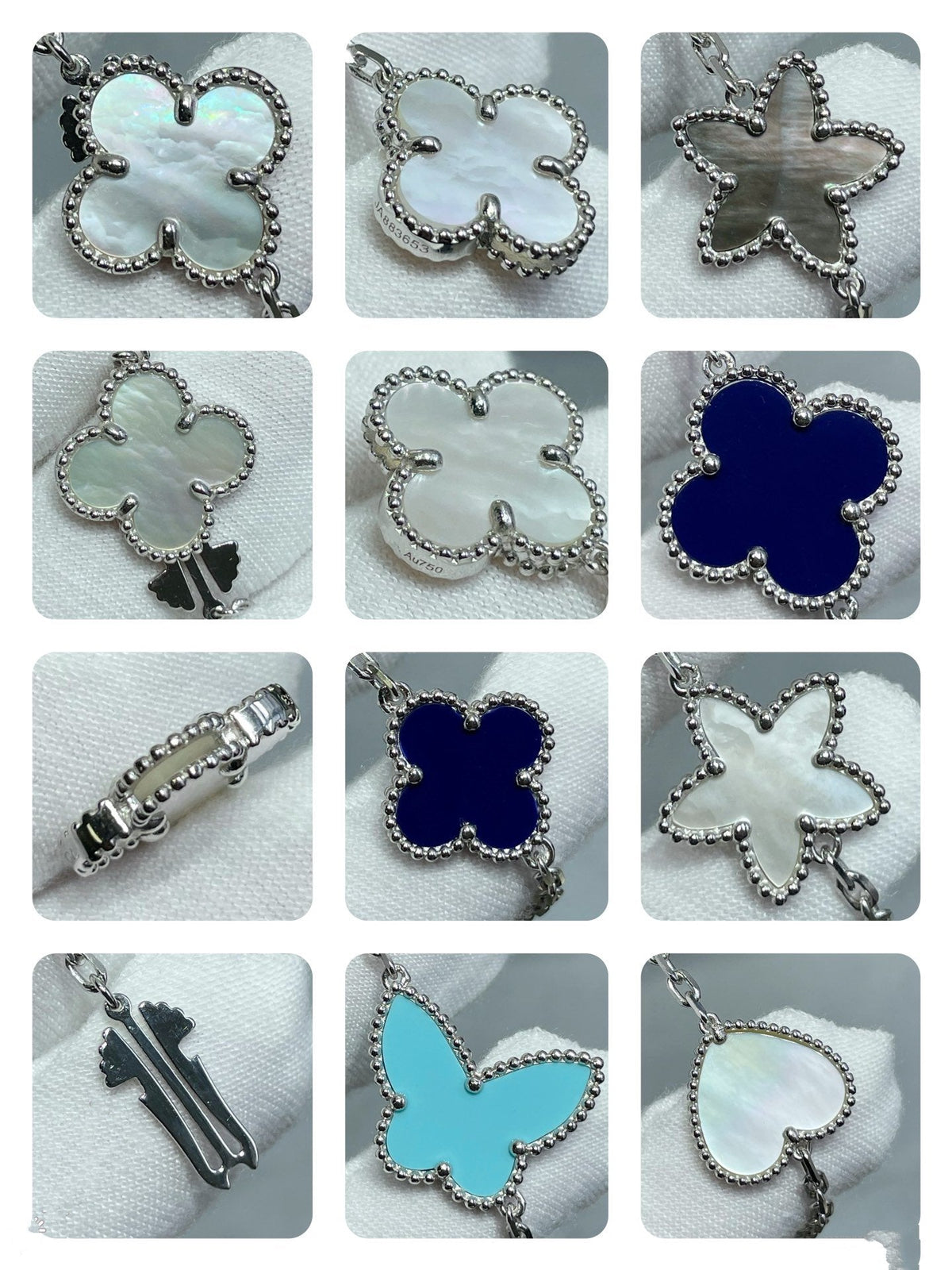 [MIRA]LUCKY CLOVER SILVER 11 MOTIF NECKLACE