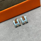 [MIRA]POP H SKY BLUE STUD EARRINGS