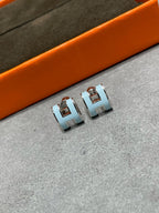 [MIRA]POP H SKY BLUE STUD EARRINGS