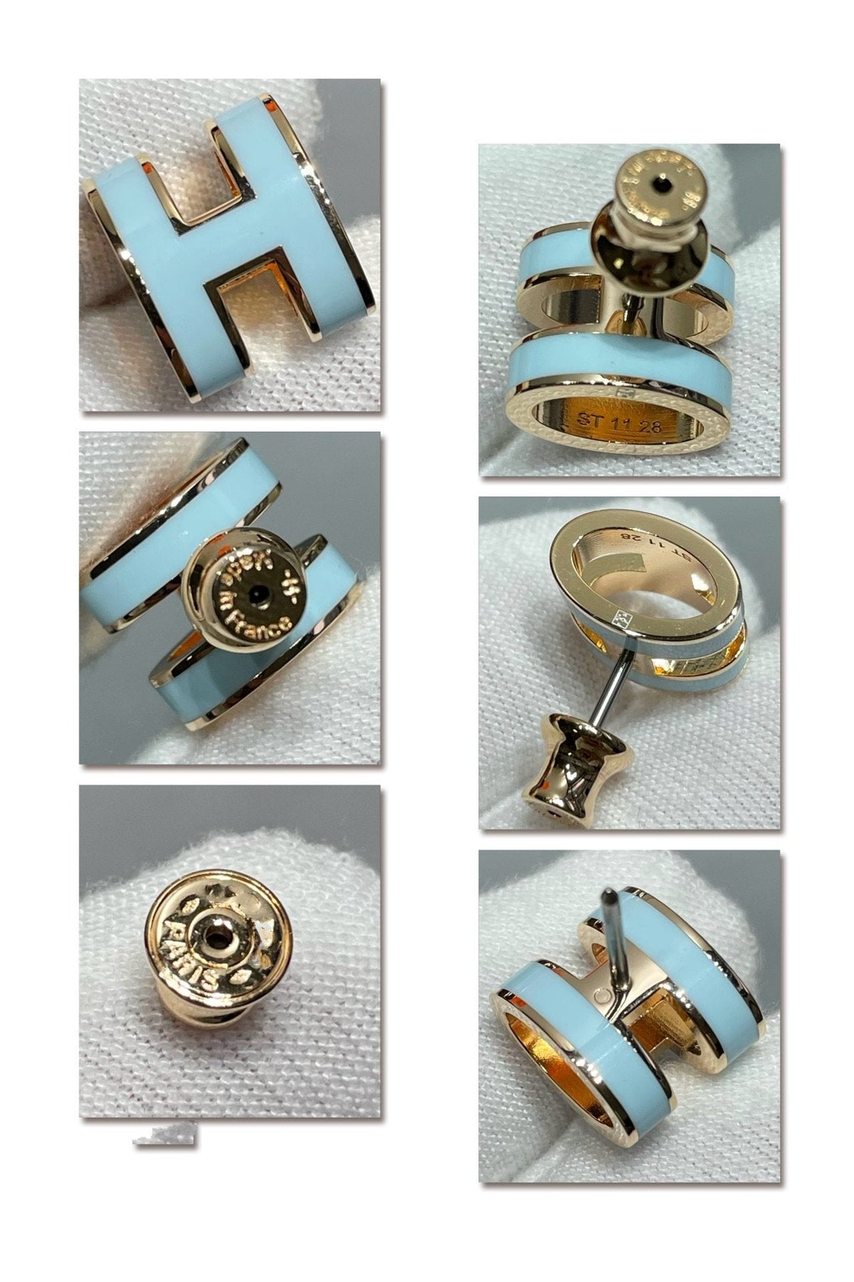 [MIRA]POP H SKY BLUE STUD EARRINGS