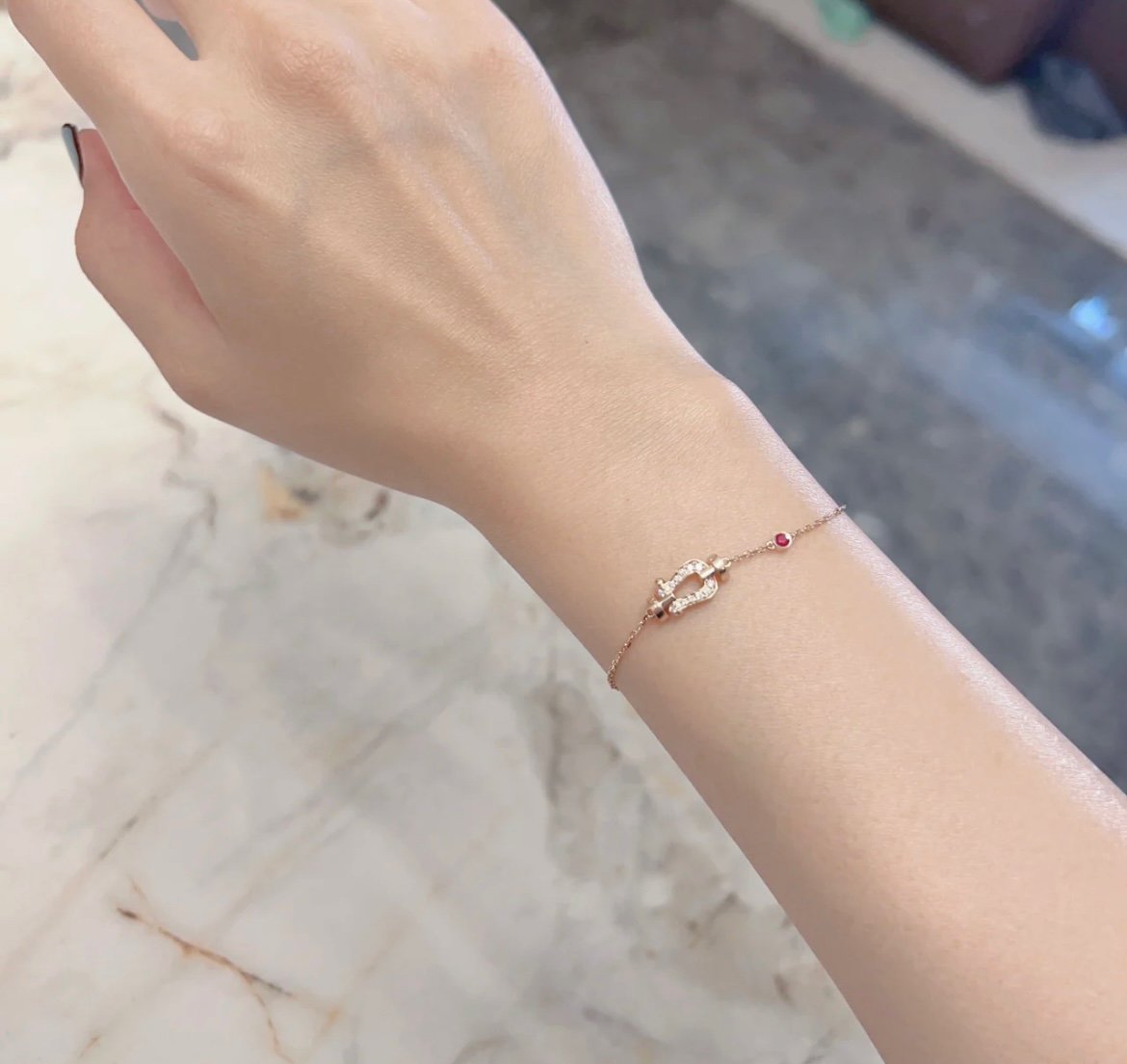 [MIRA]FORCE 10 DIAMOND CHAIN LINK PINK GOLD BRACELET