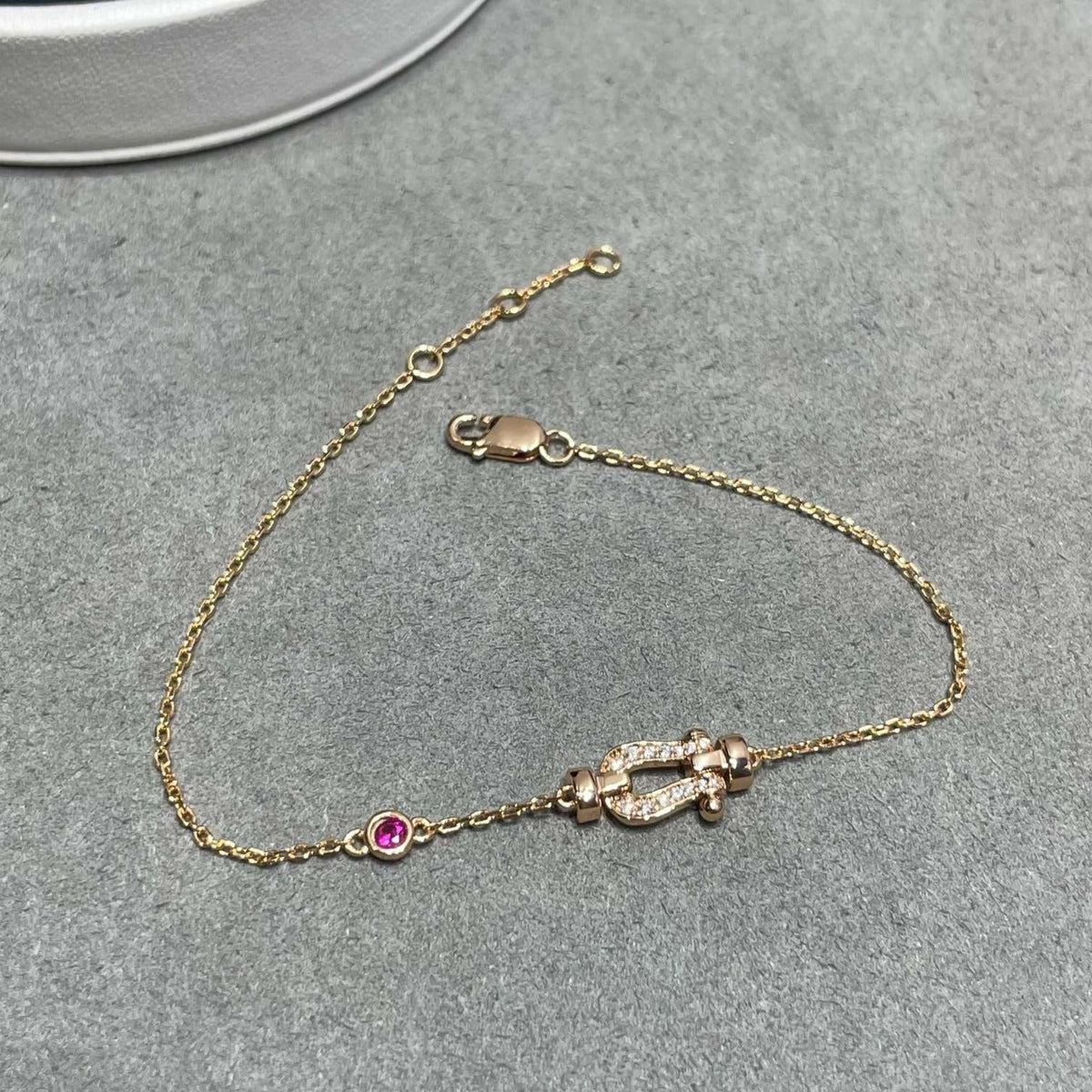[MIRA]FORCE 10 DIAMOND CHAIN LINK PINK GOLD BRACELET