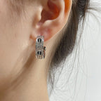 [MIRA]LOVE CERAMIC DIAMOND PAVED SILVER EARRINGS