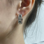 [MIRA]LOVE CERAMIC DIAMOND PAVED SILVER EARRINGS