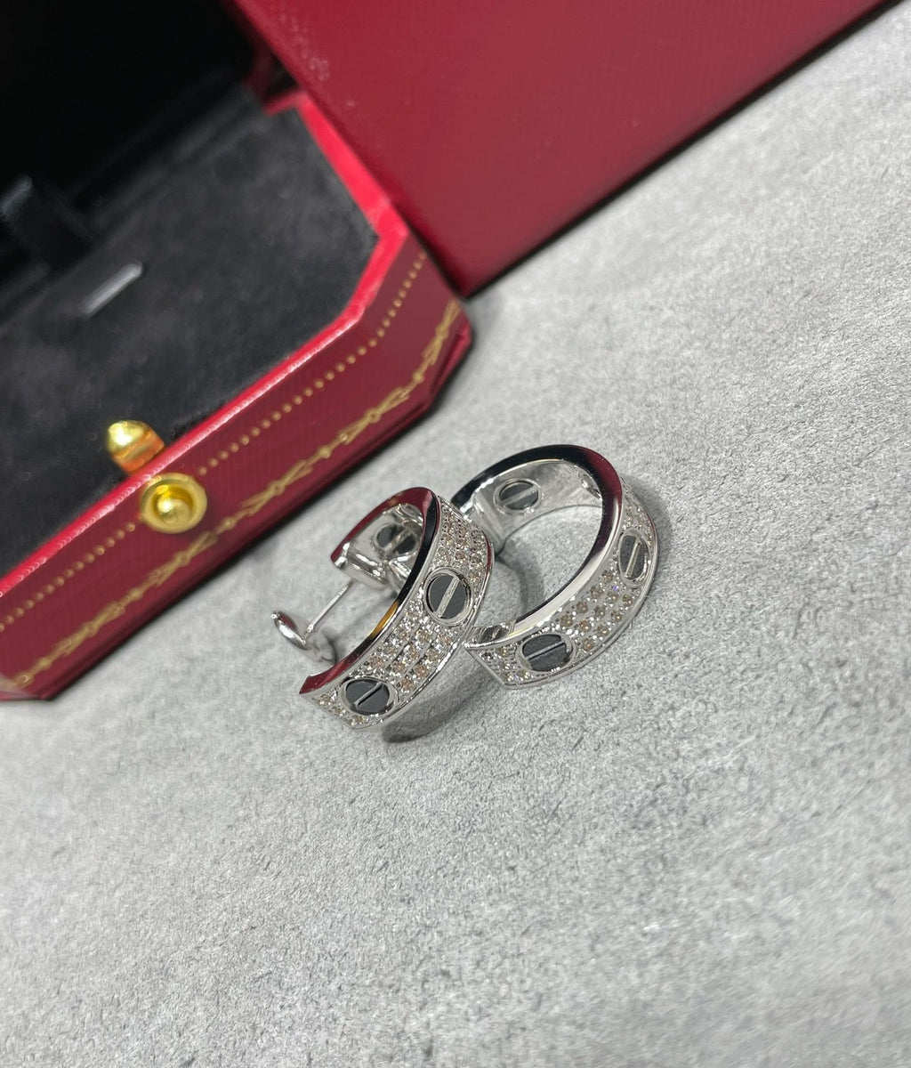 [MIRA]LOVE CERAMIC DIAMOND PAVED SILVER EARRINGS